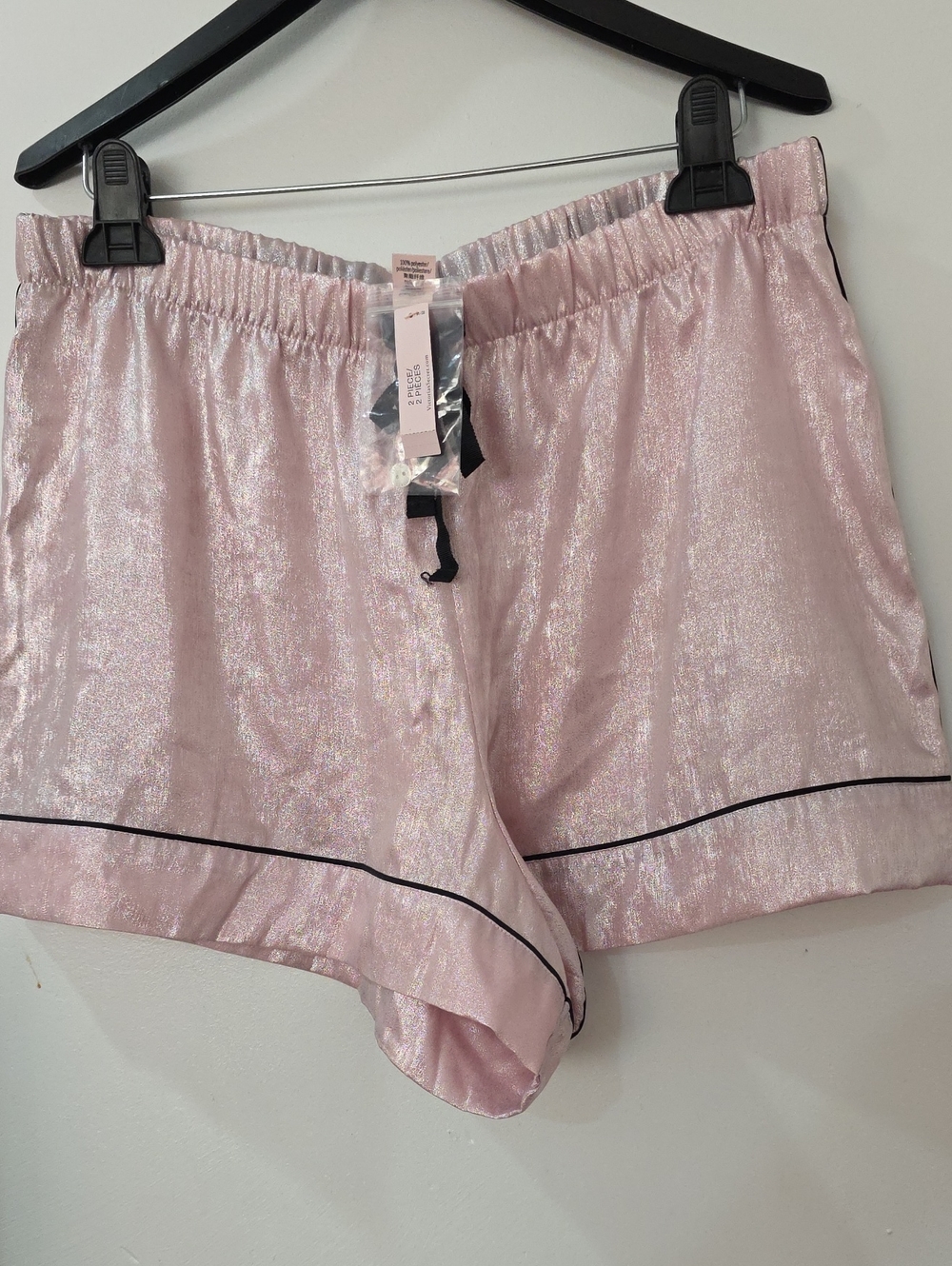 Victoria's Secret Pink Shimmer Lounge Shorts with Black Trim